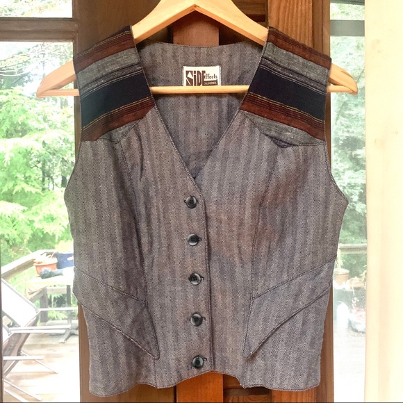 Vintage 1970s Serape Denim Vest - Picture 3 of 7